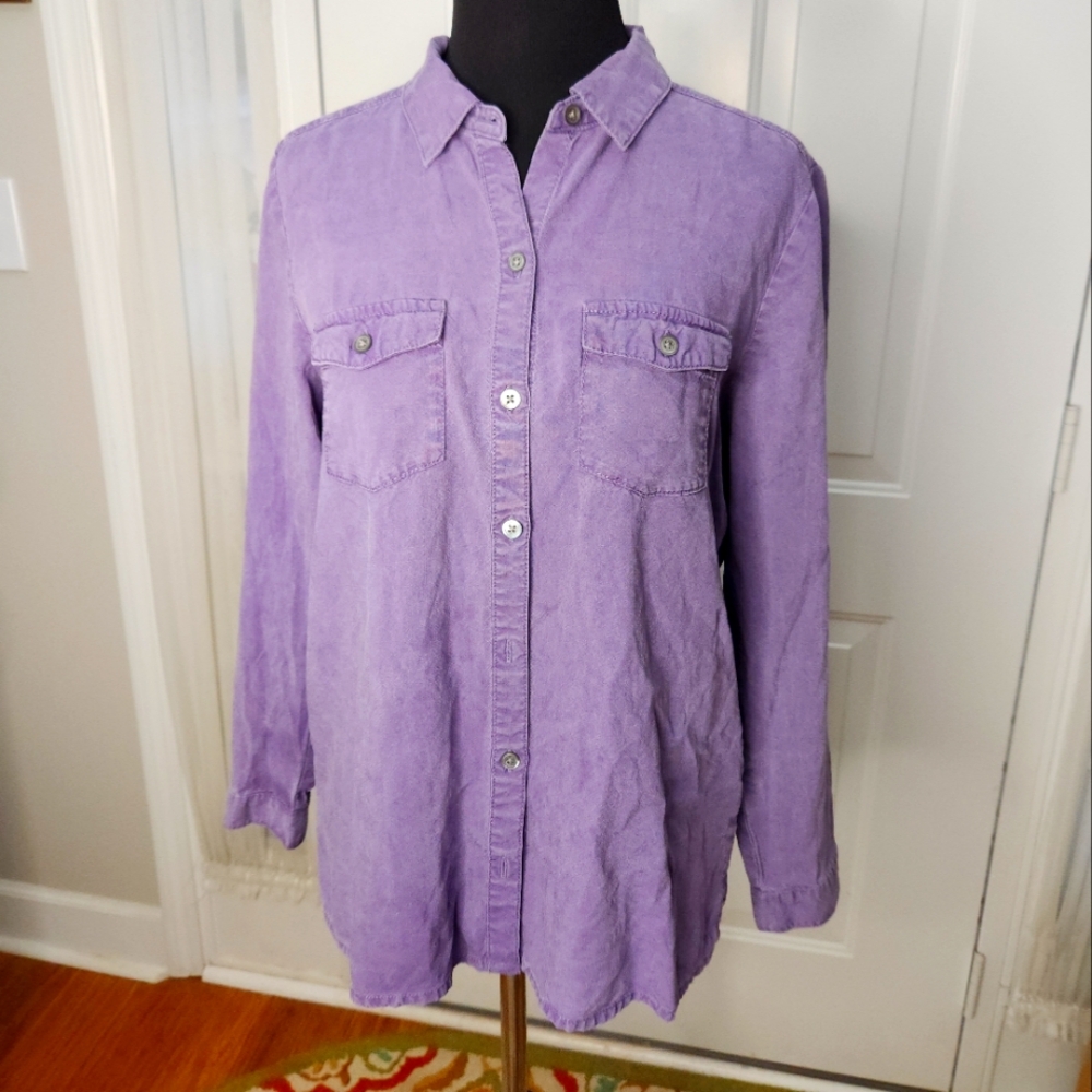J. Jill Long Sleeve Button Down Purple Top ‎  Size Small